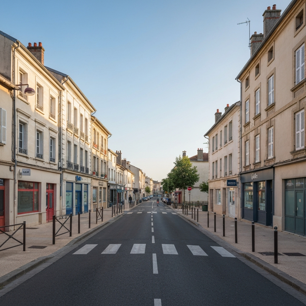 Vue aérienne de la ville d'Auneau avec des maisons et des champs environnants