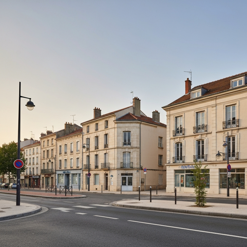 Vue aérienne d'une maison à Auneau avec un panneau de prix